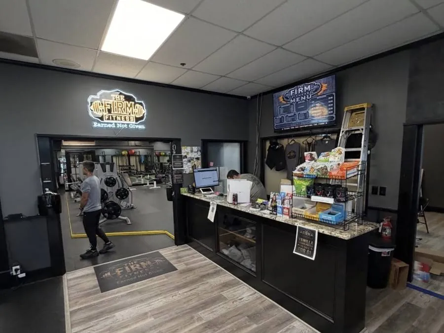 Front desk and pro shop at The Firm Fitness, Crispin Square Marlton NJ